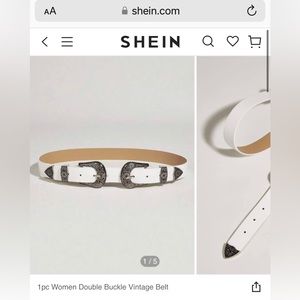 SHEIN Women’s “Double Buckle Vintage Belt” white/ silver double western buckle